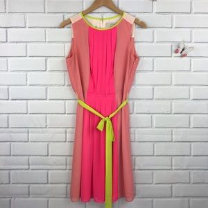 LOFT Color Block Sleeve Belted Dress #300584